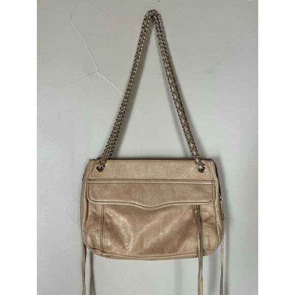 Rebecca Minkoff Leather Crossbody Shoulder Bag Gold Chain Strap Zipper Expander - Picture 12 of 12